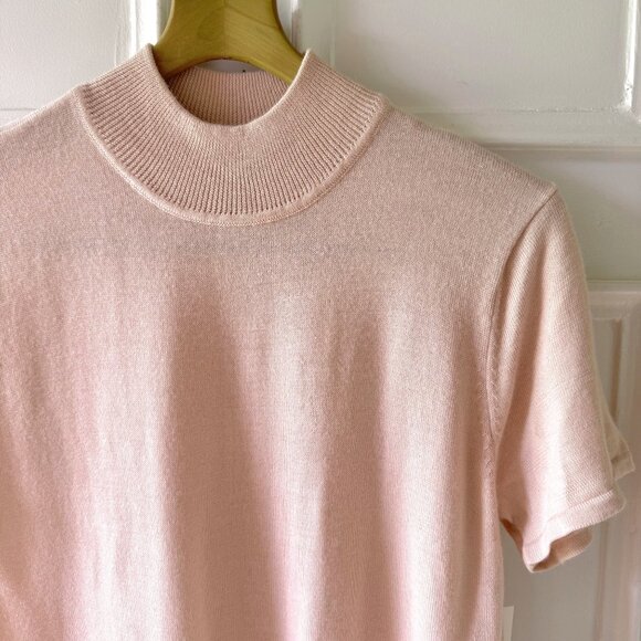 Tahari Arthur S Levine Petite 14P Blush Pink Mock Neck Knit Top NWT - Picture 4 of 10